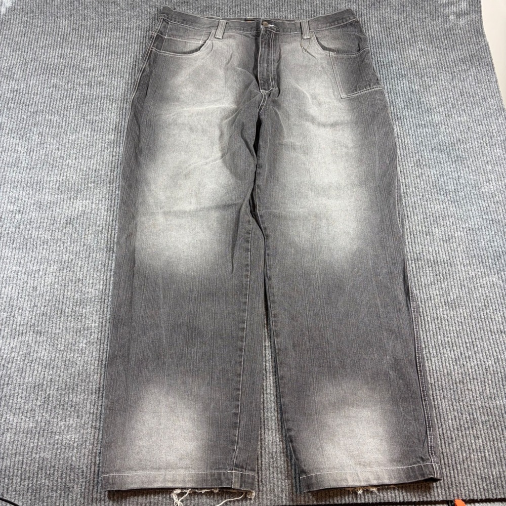 Godbody Jeans Men's 40x32 Denim Gray Faded Baggy Wide Leg Y2K Hip Hop